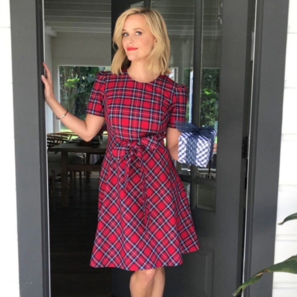 Draper James Angie Check Bow Waist Love Circle Dress DRW0601